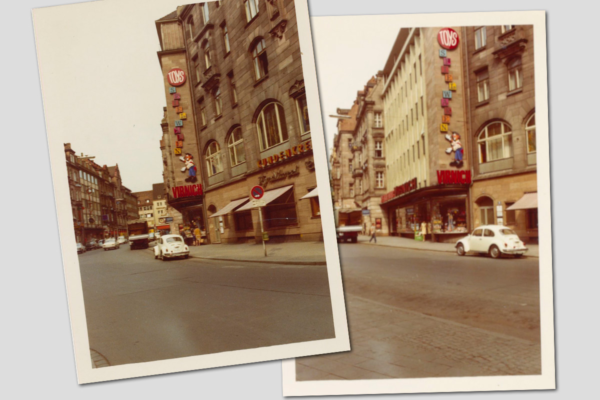 Straßenansicht Luitpoldstraße, Spielwarenhaus Virnich , ca. 1960er Jahre